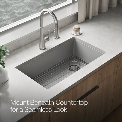 KOHLER K-36747 Billings 32-1/2" Undermount Single-bowl Kitchen Sink, Matte Grey - image focused on single product story