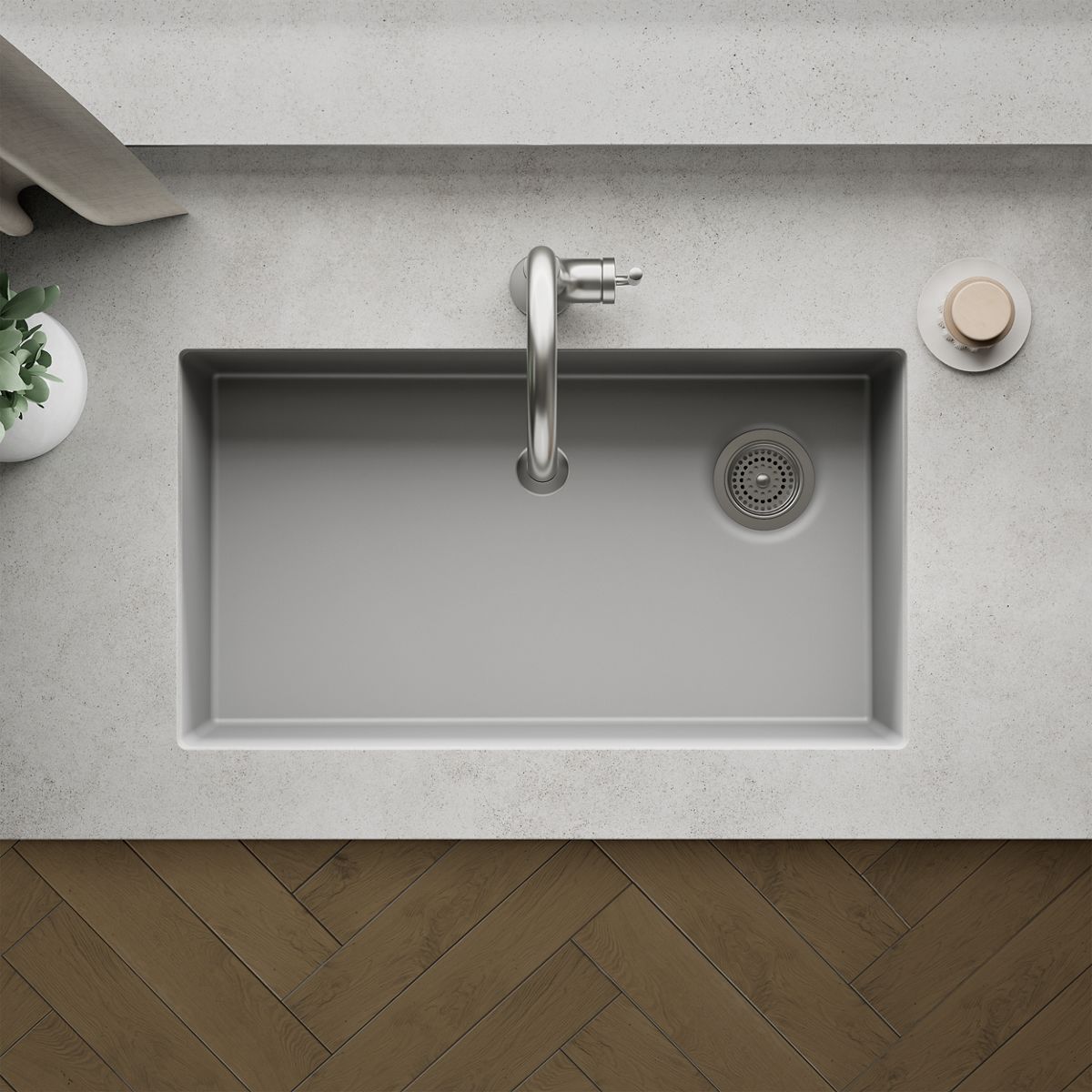 KOHLER K-36747 Billings 32-1/2" Undermount Single-bowl Kitchen Sink, Matte Grey - Detail image of a product feature