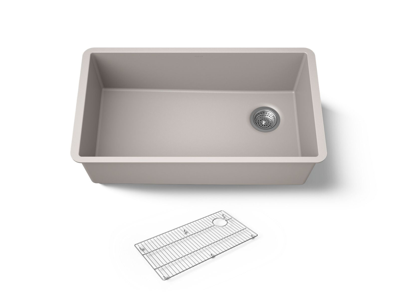 KOHLER K-36747 Billings 32-1/2" Undermount Single-bowl Kitchen Sink, Matte Taupe - 3/4 view of product