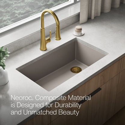KOHLER K-36747 Billings 32-1/2" Undermount Single-bowl Kitchen Sink, Matte Taupe - Detail image of a product feature