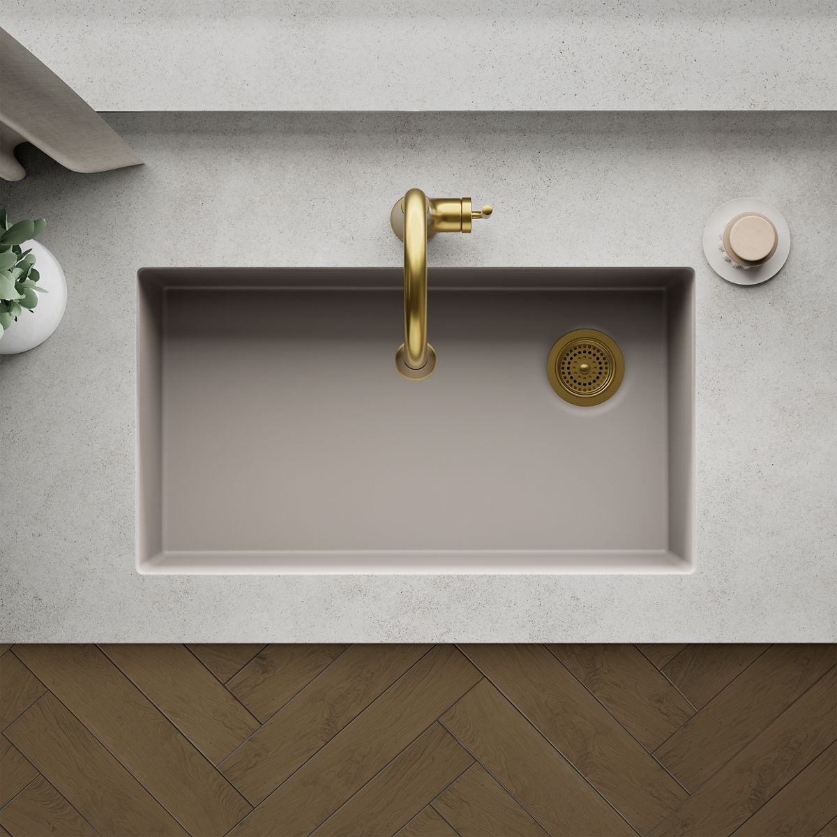 KOHLER K-36747 Billings 32-1/2" Undermount Single-bowl Kitchen Sink, Matte Taupe - Detail image of a product feature