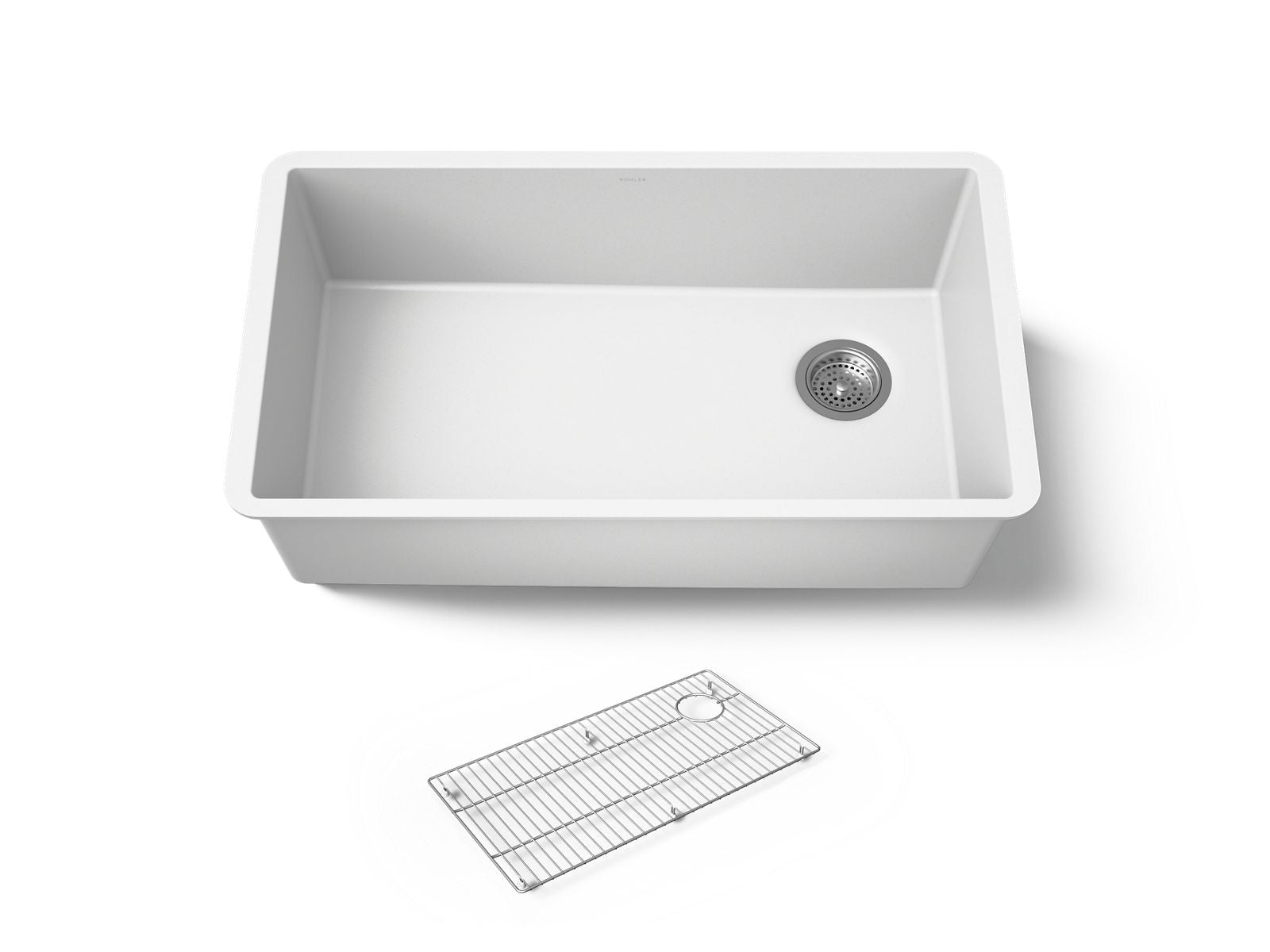 KOHLER K-36747 Billings 32-1/2" Undermount Single-bowl Kitchen Sink, Matte White - 3/4 view of product