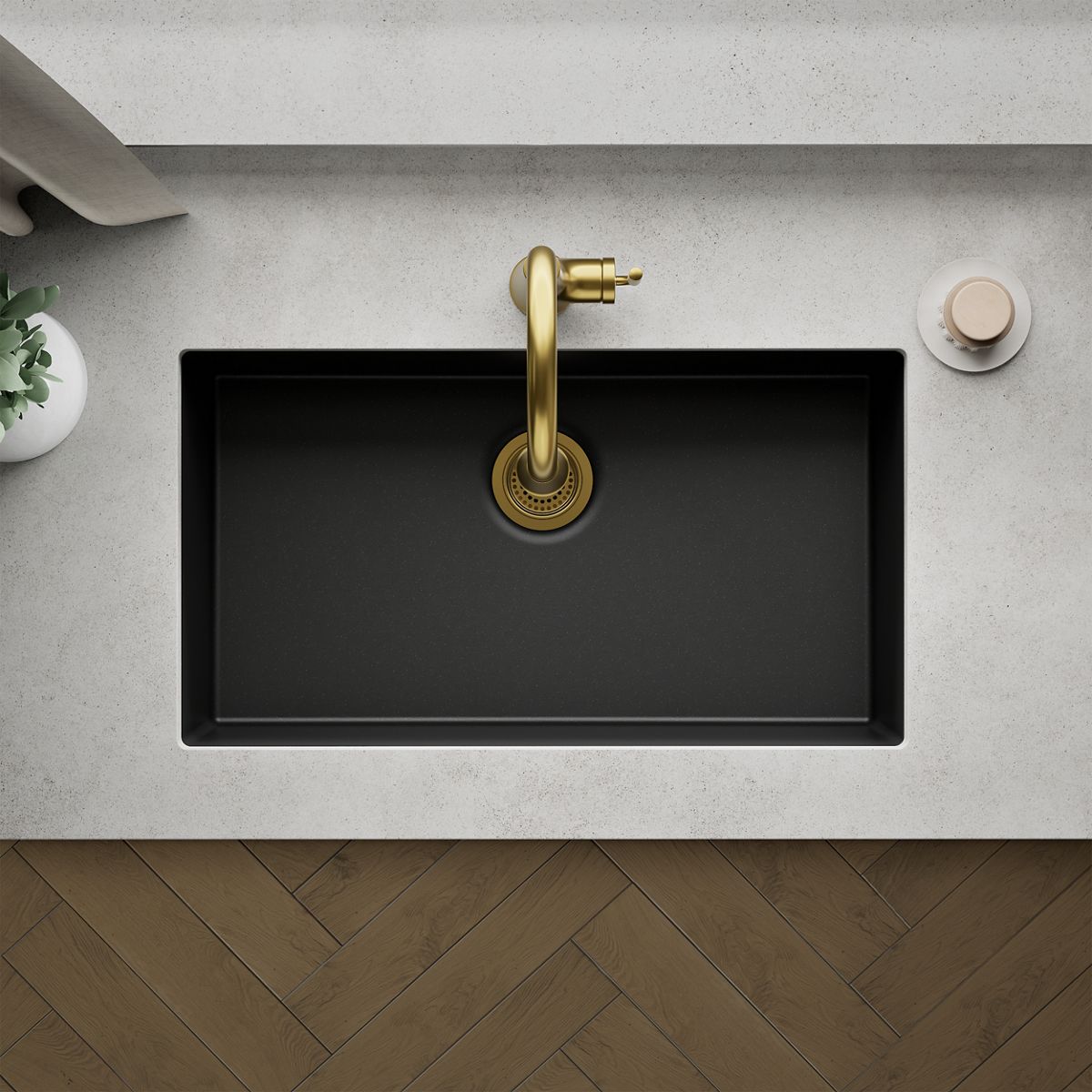 KOHLER K-36748 Billings 32-1/2" Undermount Single-bowl Kitchen Sink, Matte Black - Detail image of a product feature