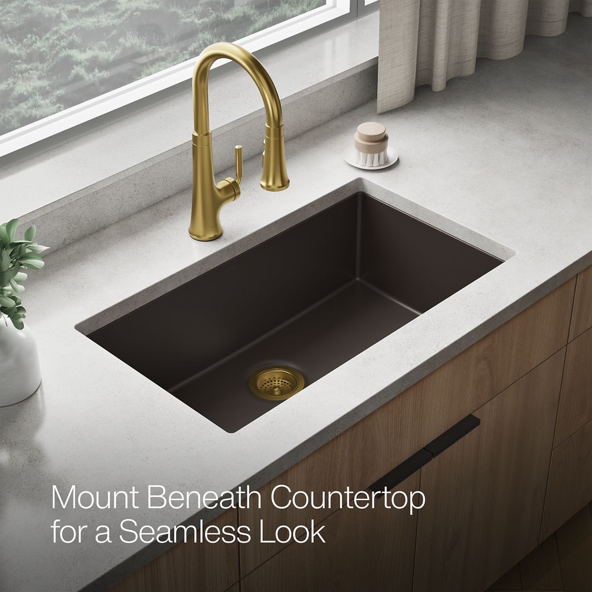 KOHLER K-36748 Billings 32-1/2" Undermount Single-bowl Kitchen Sink, Matte Brown - Detail image of a product feature