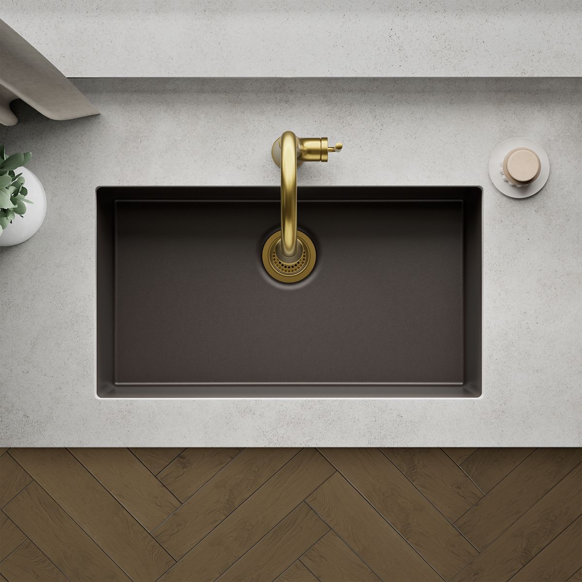 KOHLER K-36748 Billings 32-1/2" Undermount Single-bowl Kitchen Sink, Matte Brown - Detail image of a product feature