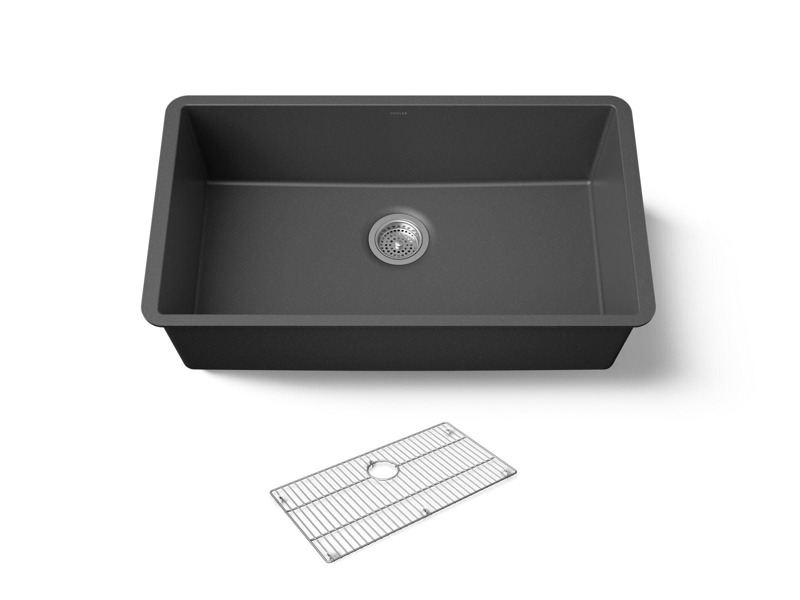 KOHLER K-36748 Billings 32-1/2" Undermount Single-bowl Kitchen Sink, Matte Graphite - 3/4 view of product