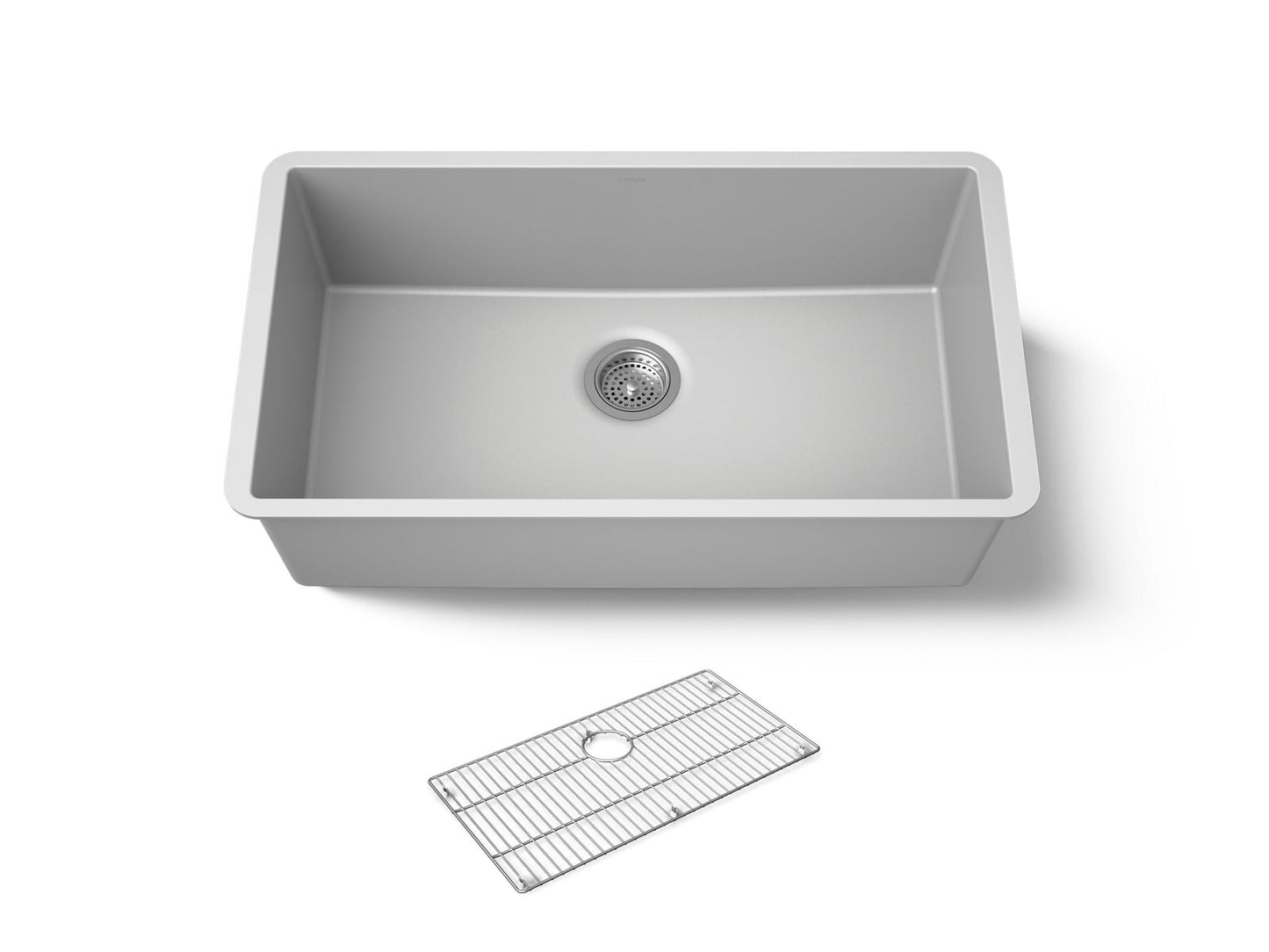 KOHLER K-36748 Billings 32-1/2" Undermount Single-bowl Kitchen Sink, Matte Grey - 3/4 view of product