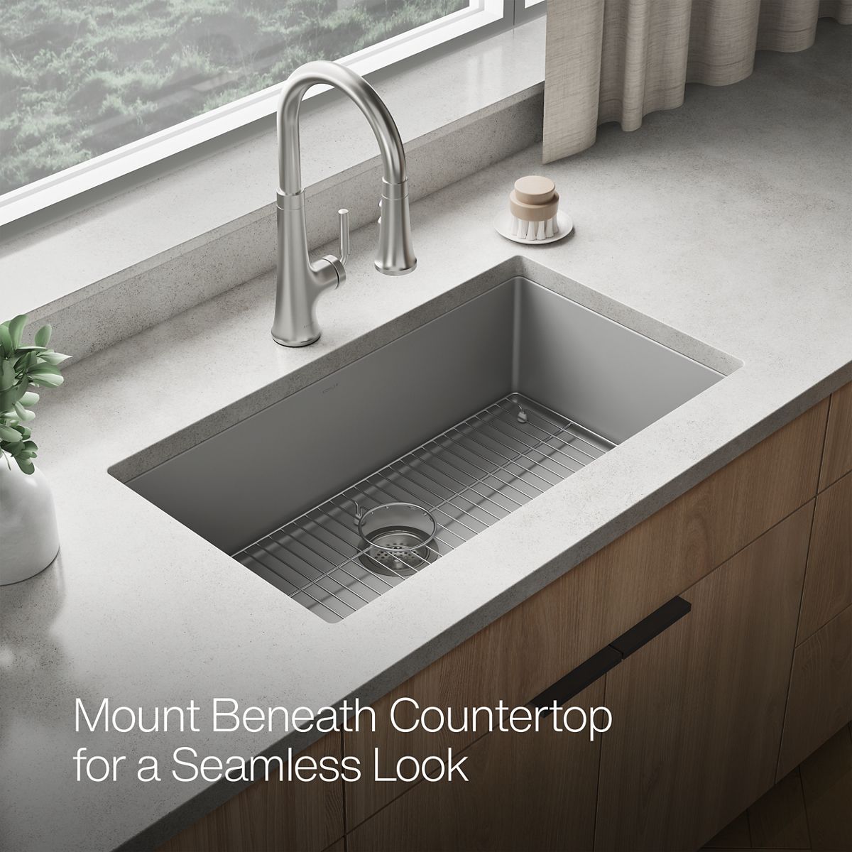 KOHLER K-36748 Billings 32-1/2" Undermount Single-bowl Kitchen Sink, Matte Grey - image focused on single product story