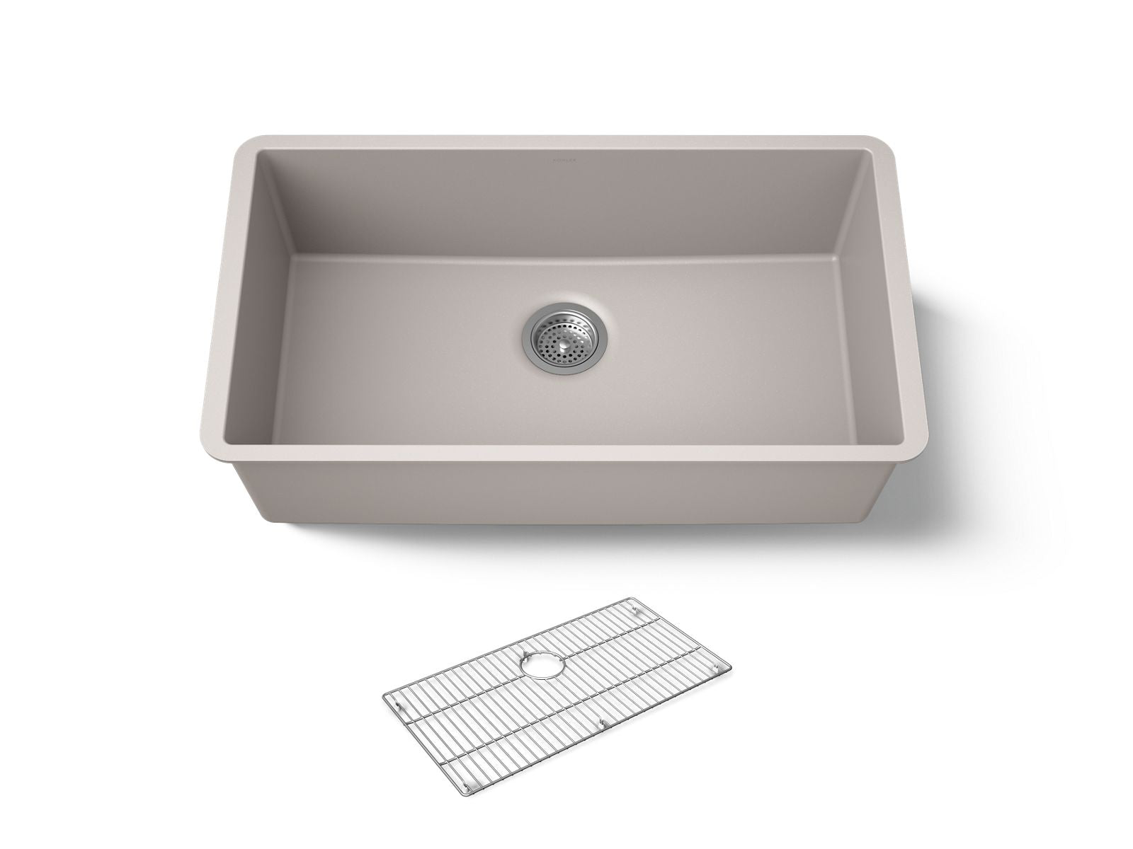 KOHLER K-36748 Billings 32-1/2" Undermount Single-bowl Kitchen Sink, Matte Taupe - 3/4 view of product