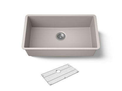 KOHLER K-36748 Billings 32-1/2" Undermount Single-bowl Kitchen Sink, Matte Taupe - 3/4 view of product