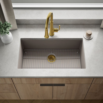 KOHLER K-36748 Billings 32-1/2" Undermount Single-bowl Kitchen Sink, Matte Taupe - Shows close up detail of product in room