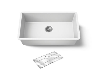 KOHLER K-36748 Billings 32-1/2" Undermount Single-bowl Kitchen Sink, Matte White - 3/4 view of product