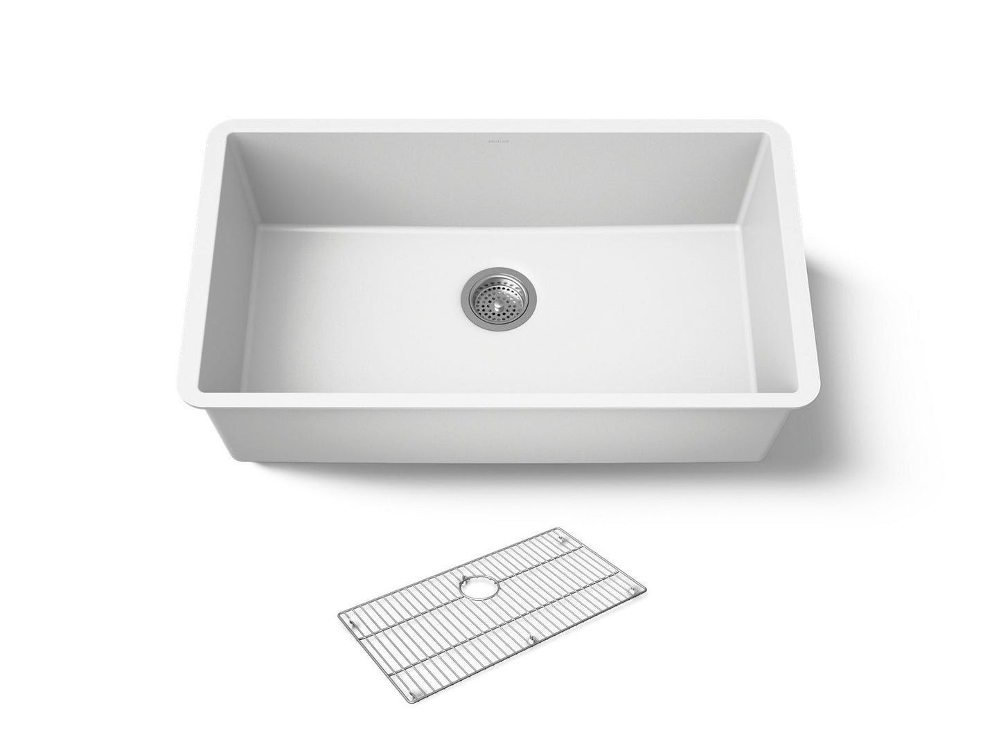 KOHLER K-36748 Billings 32-1/2" Undermount Single-bowl Kitchen Sink, Matte White - 3/4 view of product