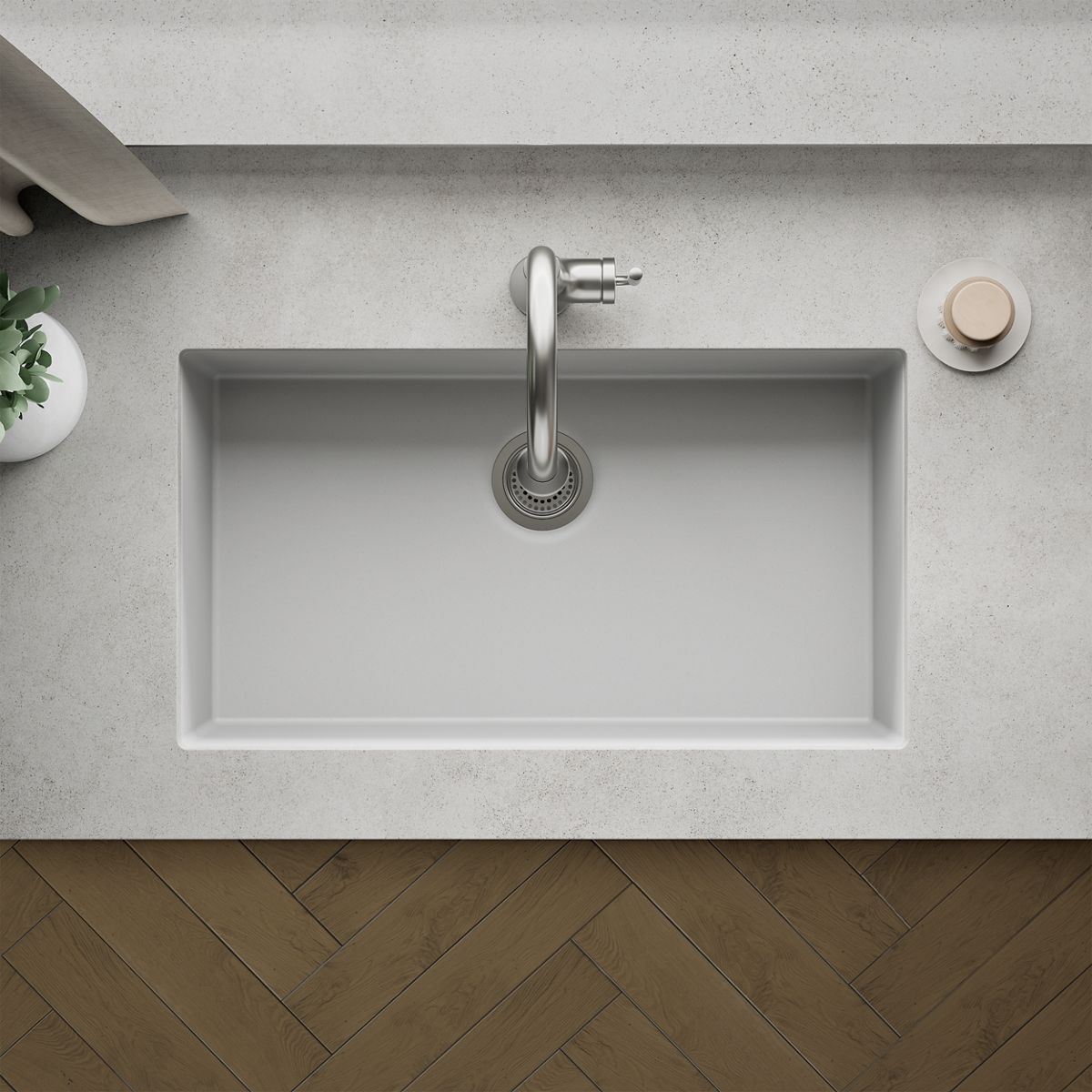 KOHLER K-36748 Billings 32-1/2" Undermount Single-bowl Kitchen Sink, Matte White - Detail image of a product feature