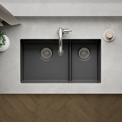 KOHLER K-36749 Billings 32-1/2" Undermount Double-bowl Kitchen Sink, Matte Graphite - Detail image of a product feature