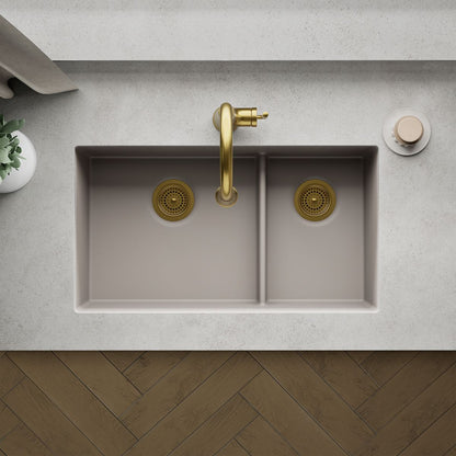 KOHLER K-36749 Billings 32-1/2" Undermount Double-bowl Kitchen Sink, Matte Taupe - Detail image of a product feature