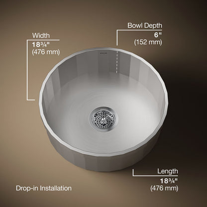 KOHLER K-3674 Brinx 18-3/4" top-mount single-bowl bar sink