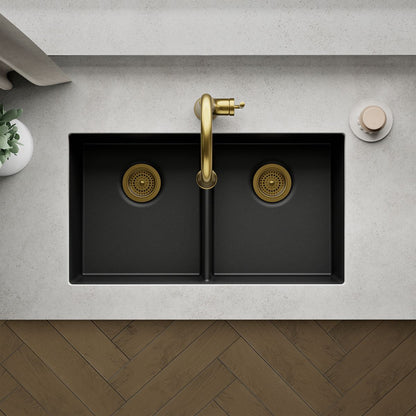 KOHLER K-36750 Billings 32-1/2" Undermount Double-bowl Kitchen Sink, Matte Black - Detail image of a product feature
