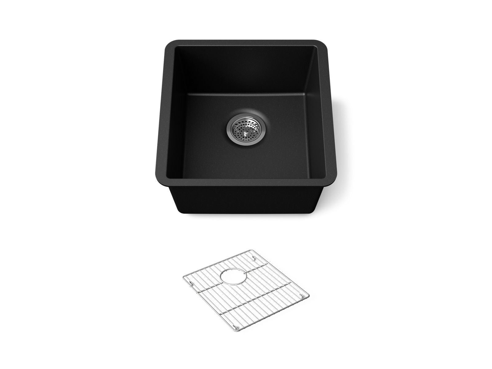 KOHLER K-36751 Billings 17-1/2" Undermount Bar Sink, Matte Black - 3/4 view of product