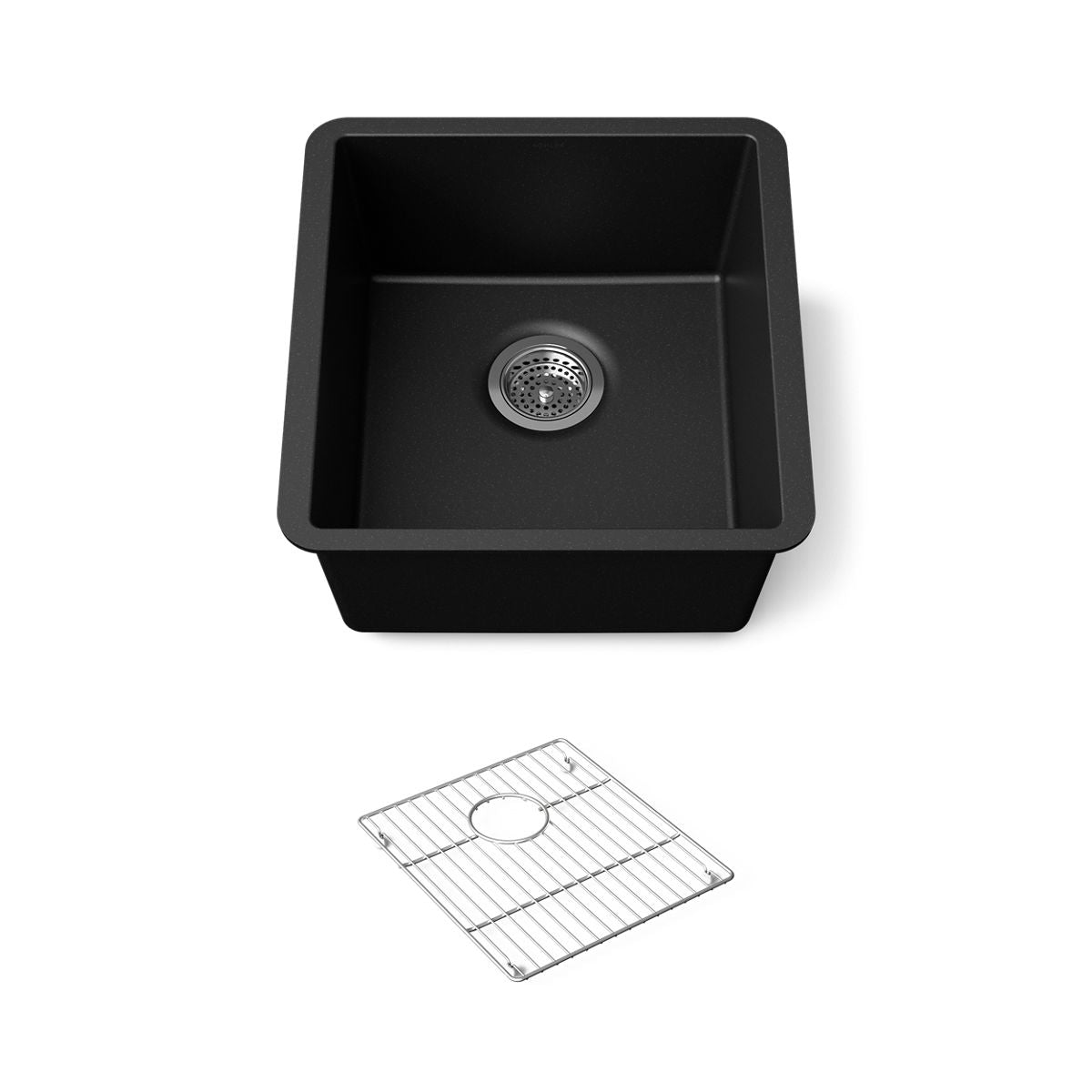 KOHLER K-36751 Billings 17-1/2" Undermount Bar Sink, Matte Black - 3/4 view of product
