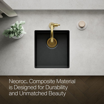 KOHLER K-36751 Billings 17-1/2" Undermount Bar Sink, Matte Black - Detail image of a product feature