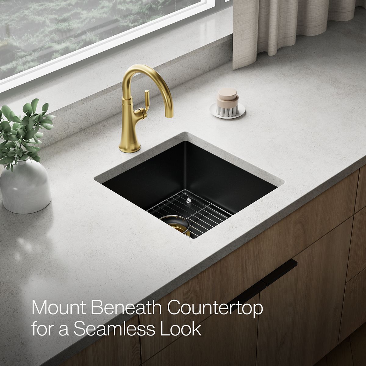 KOHLER K-36751 Billings 17-1/2" Undermount Bar Sink, Matte Black - image focused on single product story