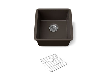 KOHLER K-36751 Billings 17-1/2" Undermount Bar Sink, Matte Brown - 3/4 view of product