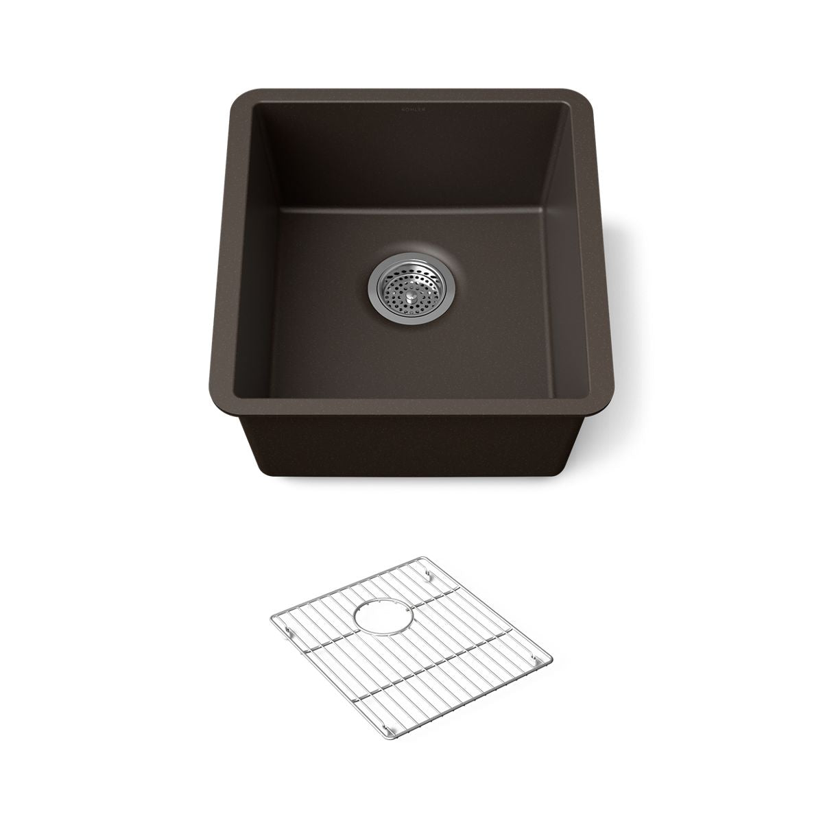KOHLER K-36751 Billings 17-1/2" Undermount Bar Sink, Matte Brown - 3/4 view of product