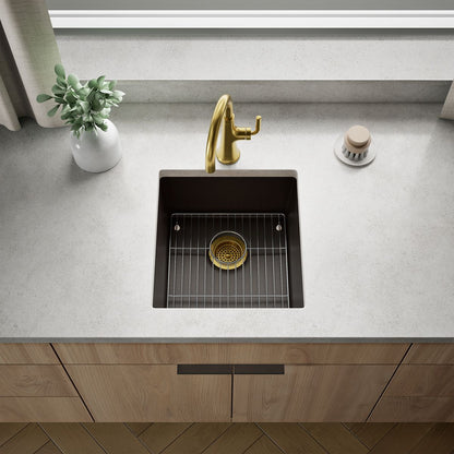 KOHLER K-36751 Billings 17-1/2" Undermount Bar Sink, Matte Brown - Shows close up detail of product in room