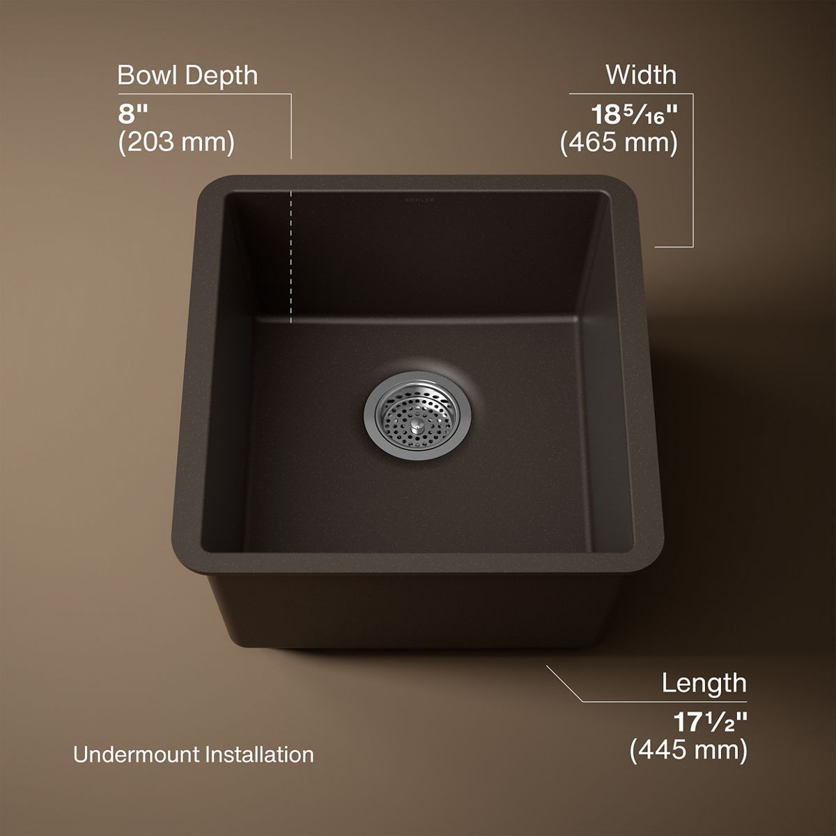 3/4 view of product with dimensions