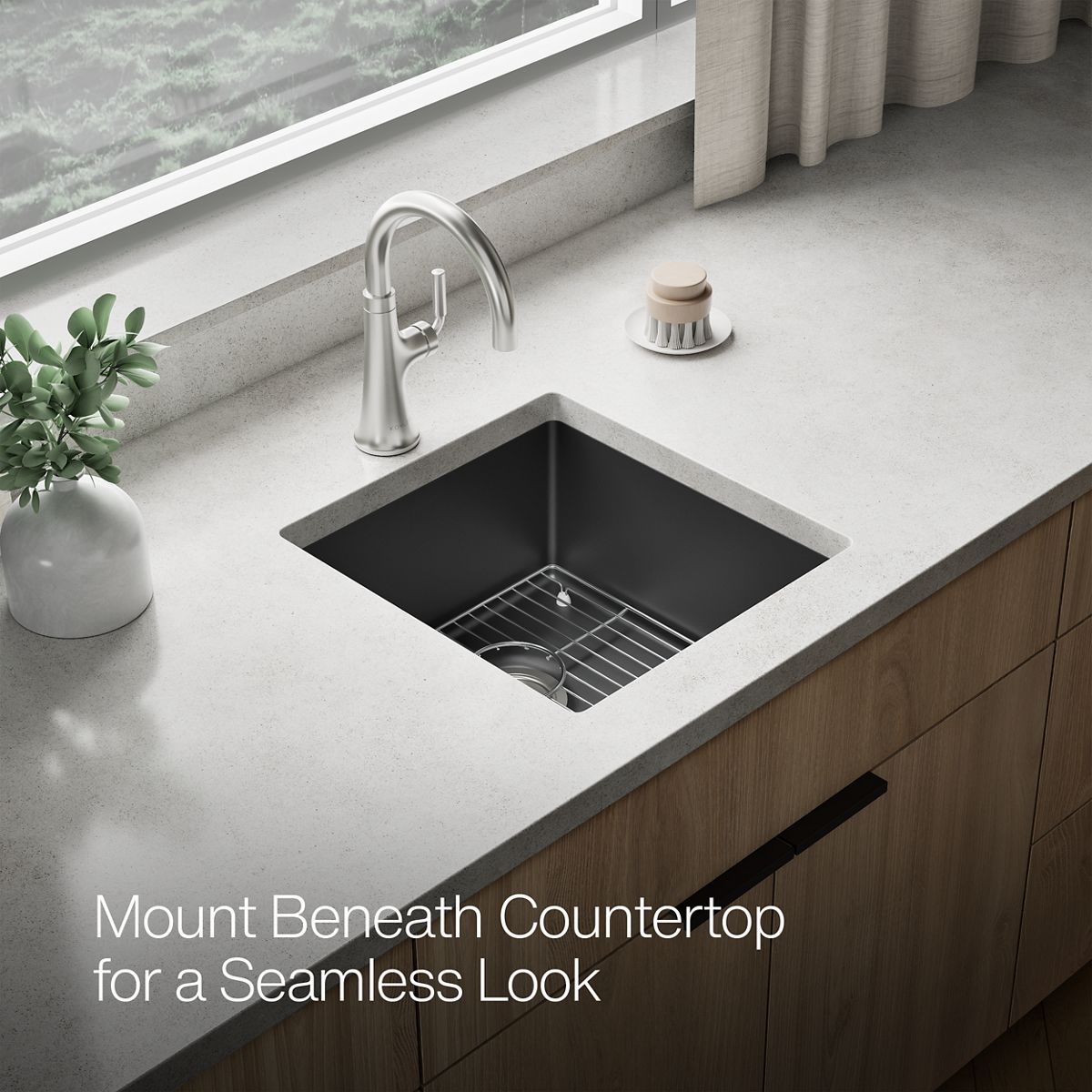 KOHLER K-36751 Billings 17-1/2" Undermount Bar Sink, Matte Graphite - image focused on single product story
