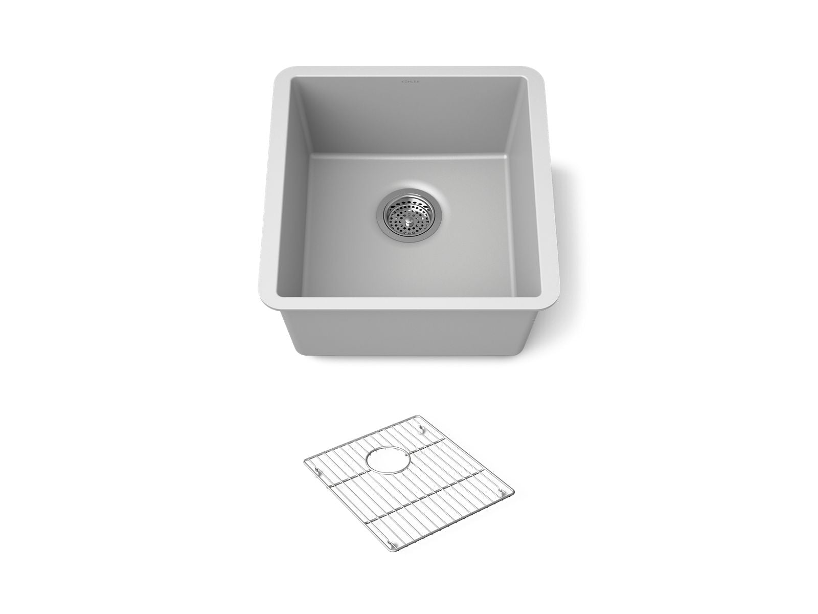 KOHLER K-36751 Billings 17-1/2" Undermount Bar Sink, Matte Grey - 3/4 view of product