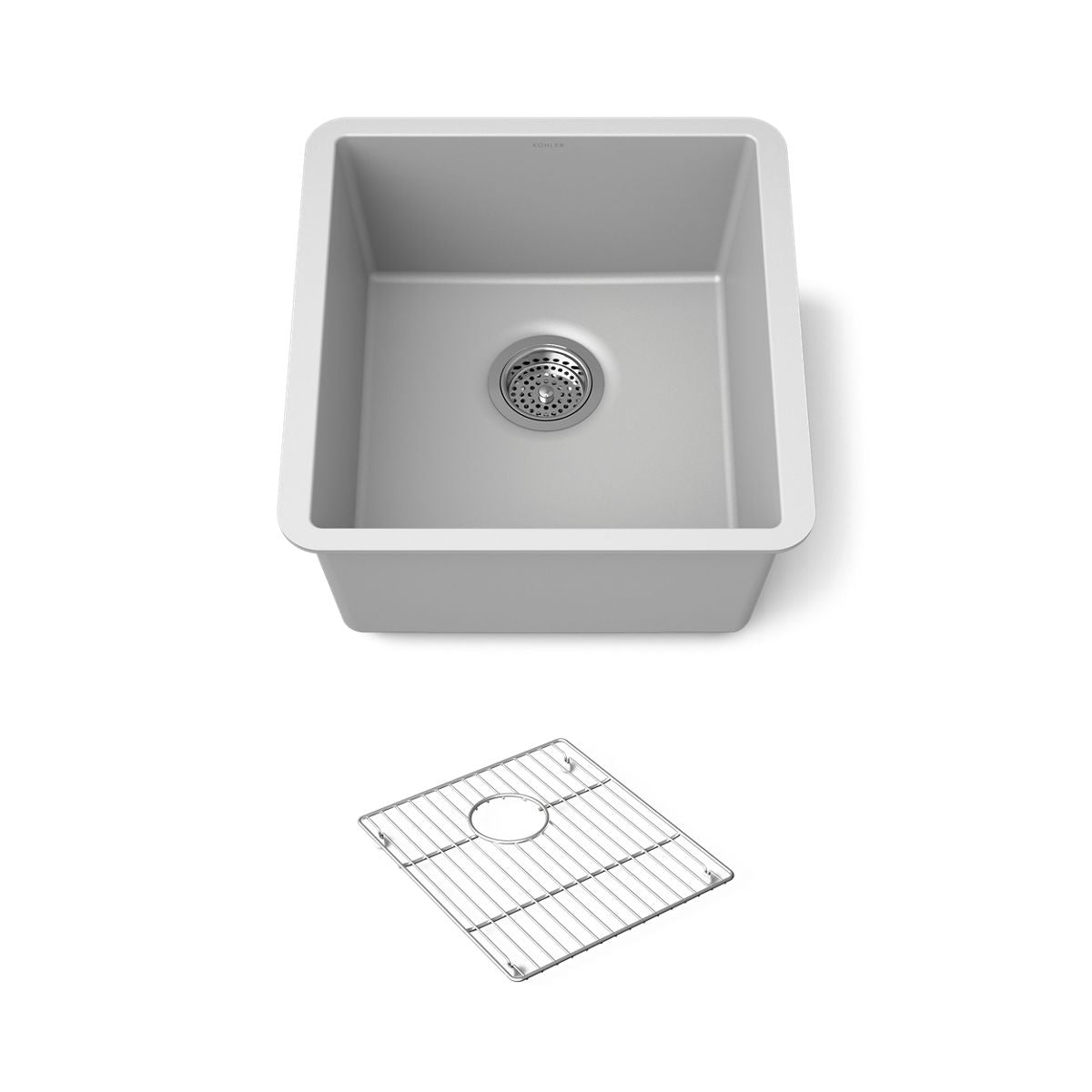 KOHLER K-36751 Billings 17-1/2" Undermount Bar Sink, Matte Grey - 3/4 view of product