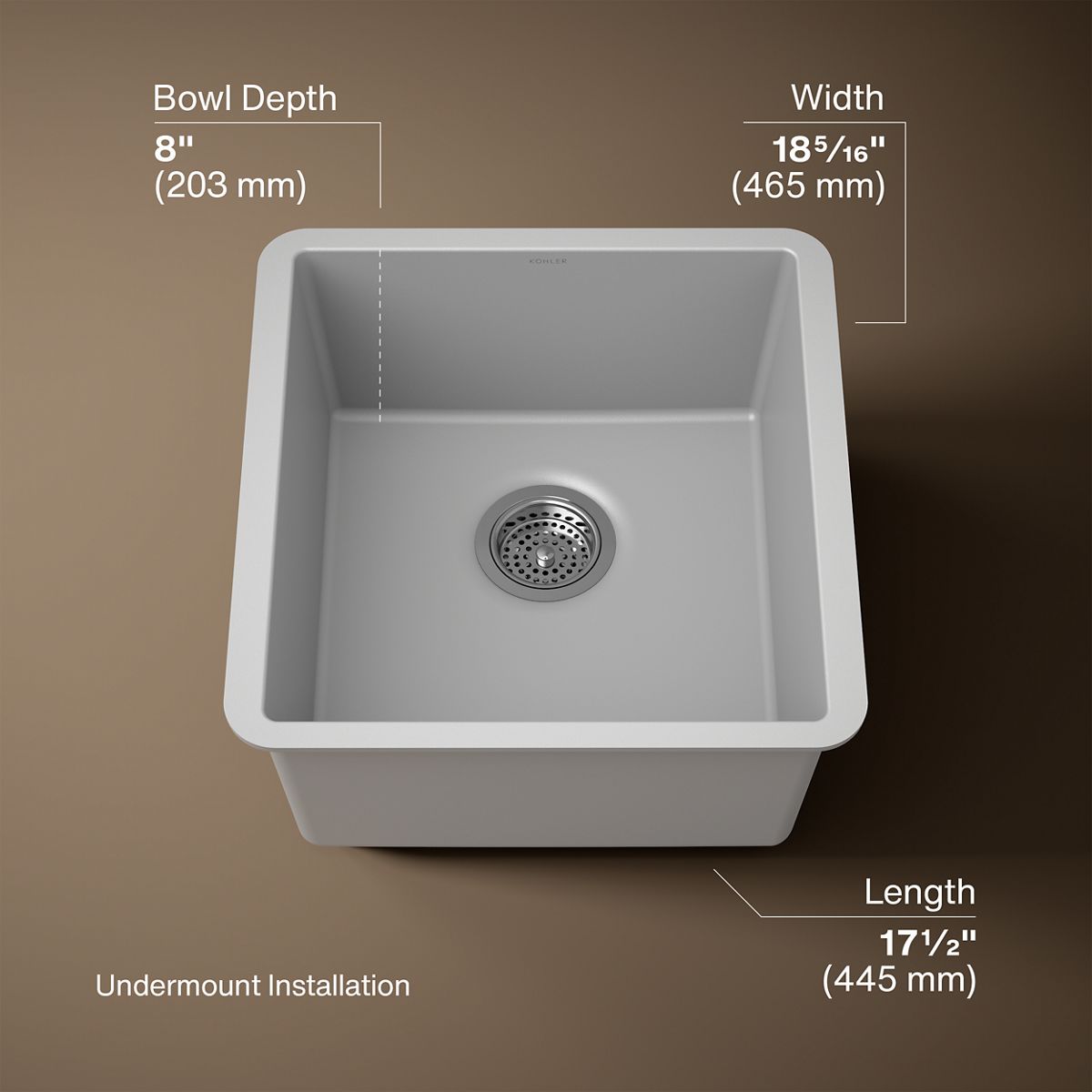 3/4 view of product with dimensions