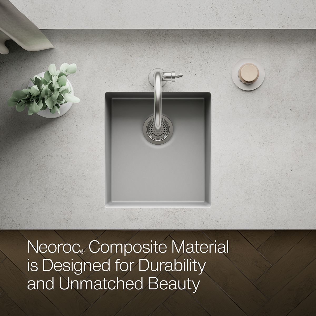 KOHLER K-36751 Billings 17-1/2" Undermount Bar Sink, Matte Grey - Detail image of a product feature