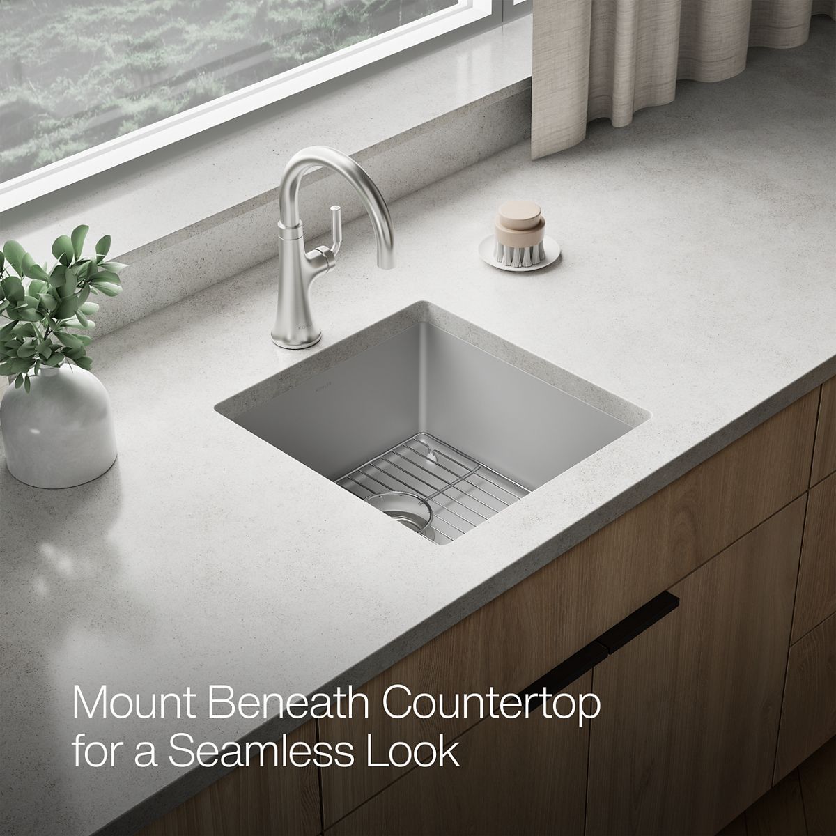 KOHLER K-36751 Billings 17-1/2" Undermount Bar Sink, Matte Grey - image focused on single product story