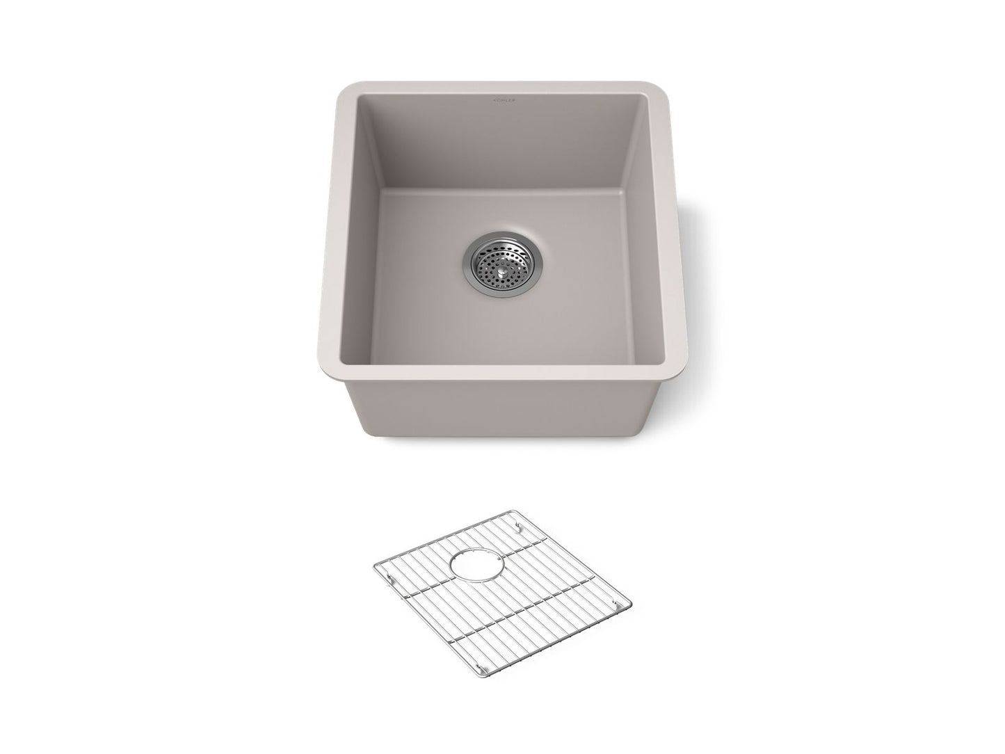 KOHLER K-36751 Billings 17-1/2" Undermount Bar Sink, Matte Taupe - 3/4 view of product