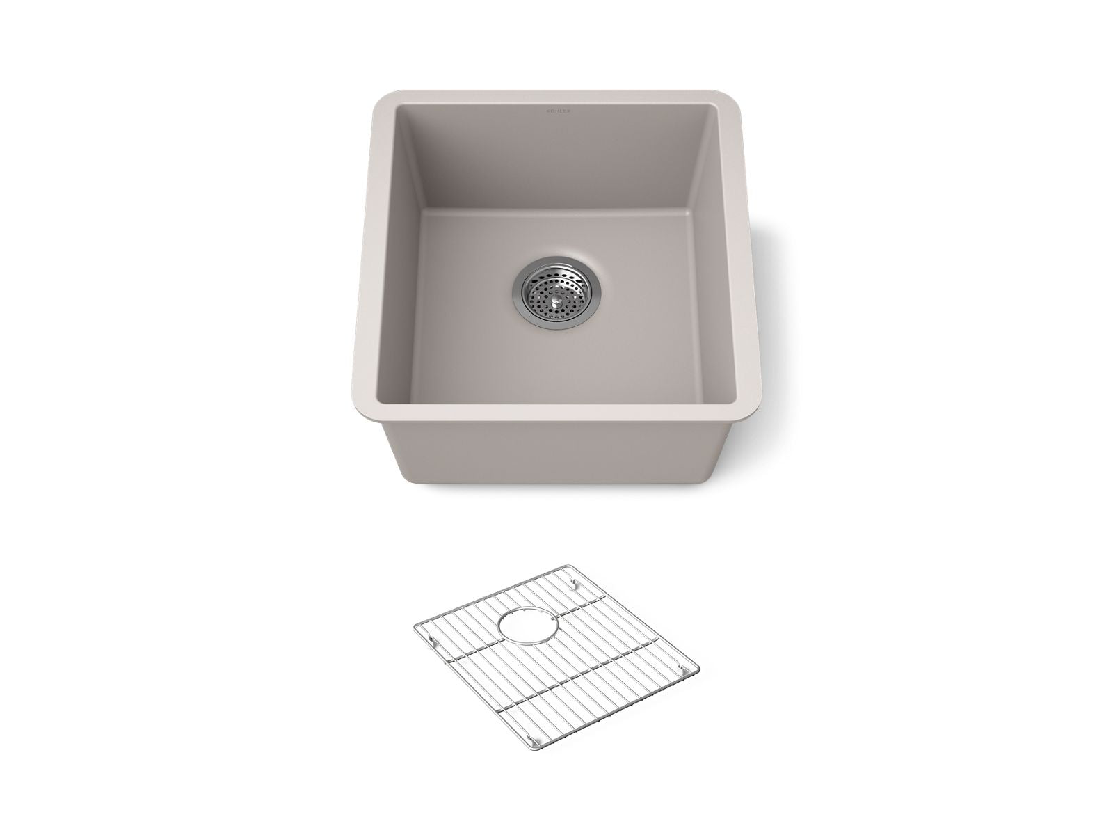 KOHLER K-36751 Billings 17-1/2" Undermount Bar Sink, Matte Taupe - 3/4 view of product