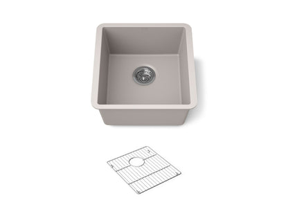 KOHLER K-36751 Billings 17-1/2" Undermount Bar Sink, Matte Taupe - 3/4 view of product