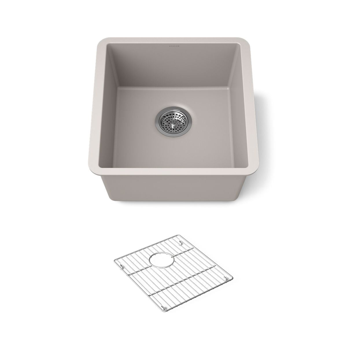 KOHLER K-36751 Billings 17-1/2" Undermount Bar Sink, Matte Taupe - 3/4 view of product