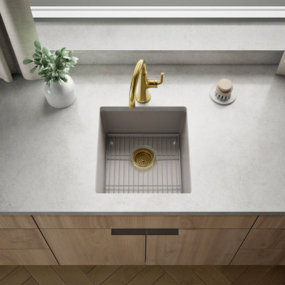 KOHLER K-36751 Billings 17-1/2" Undermount Bar Sink, Matte Taupe - Shows close up detail of product in room