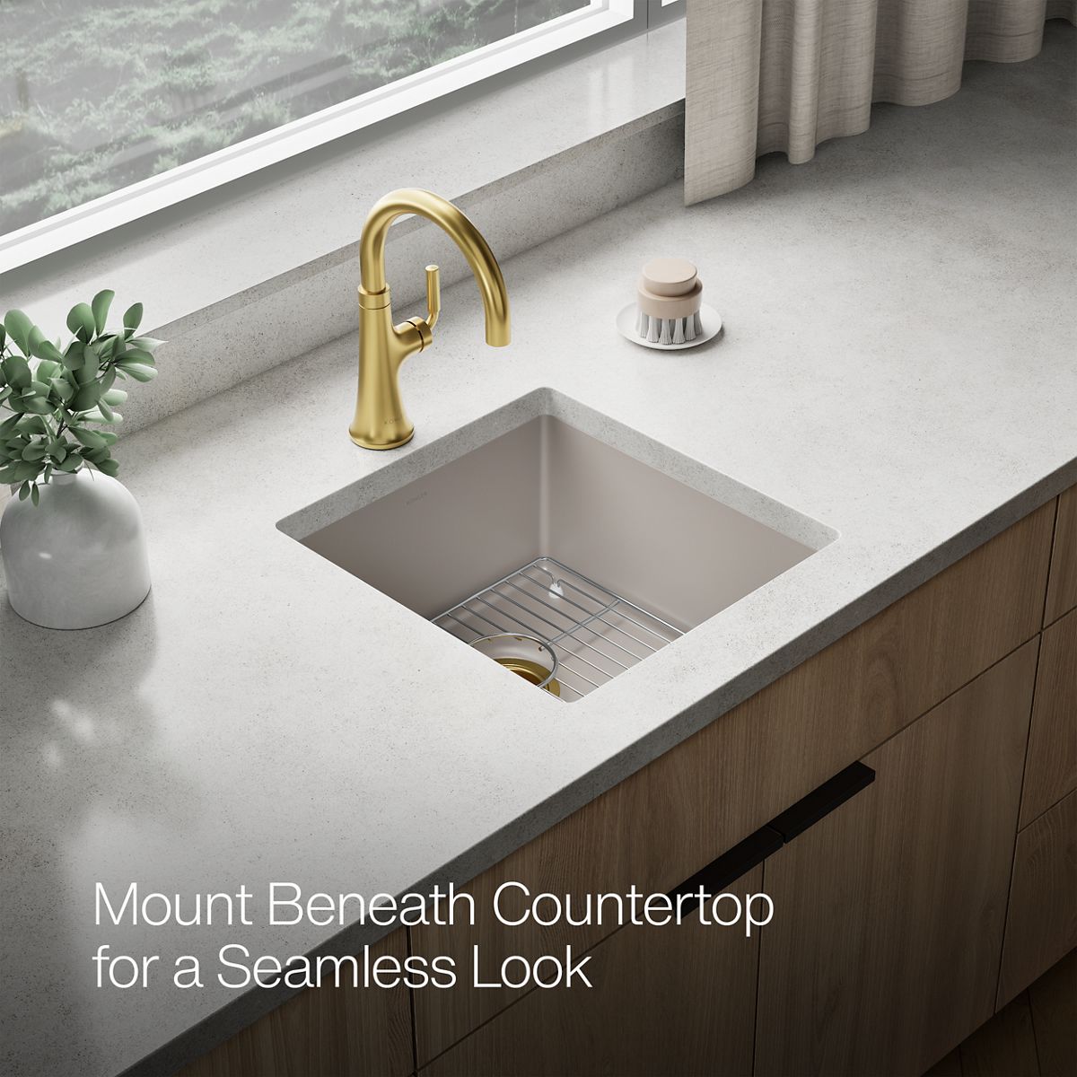 KOHLER K-36751 Billings 17-1/2" Undermount Bar Sink, Matte Taupe - image focused on single product story