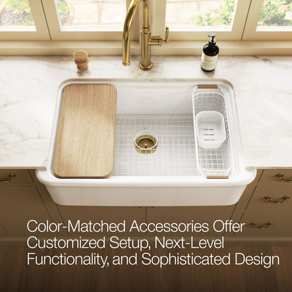 KOHLER K-36794 Wire Sink Basket for Audrine Farmhouse Kitchen Sink, Cloude White - close-up view of product detail