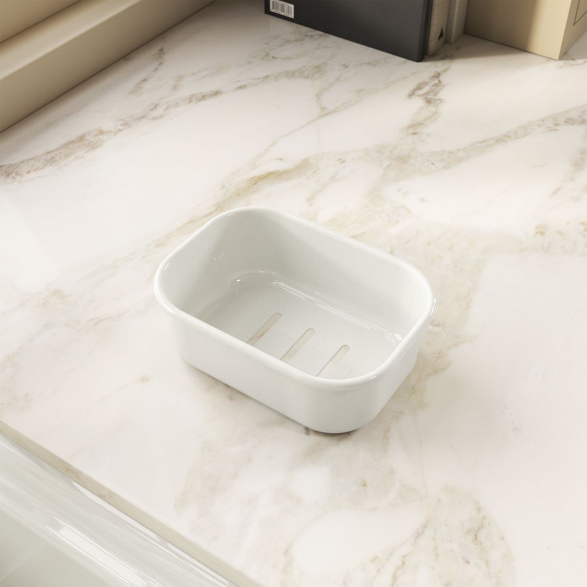 KOHLER K-36795 Colander for Audrine Kitchen Sink, Dune - Shows close up detail of product in room