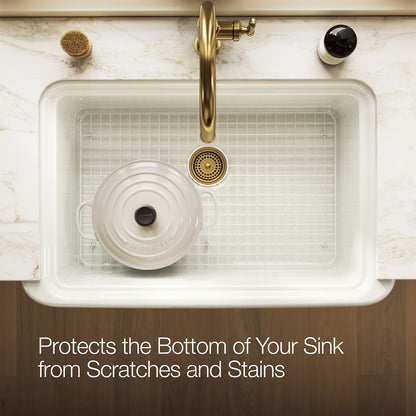 KOHLER K-37648 Sink Rack for Audrine Farmhouse Kitchen Sink, Dune - Products in use in overhead room view