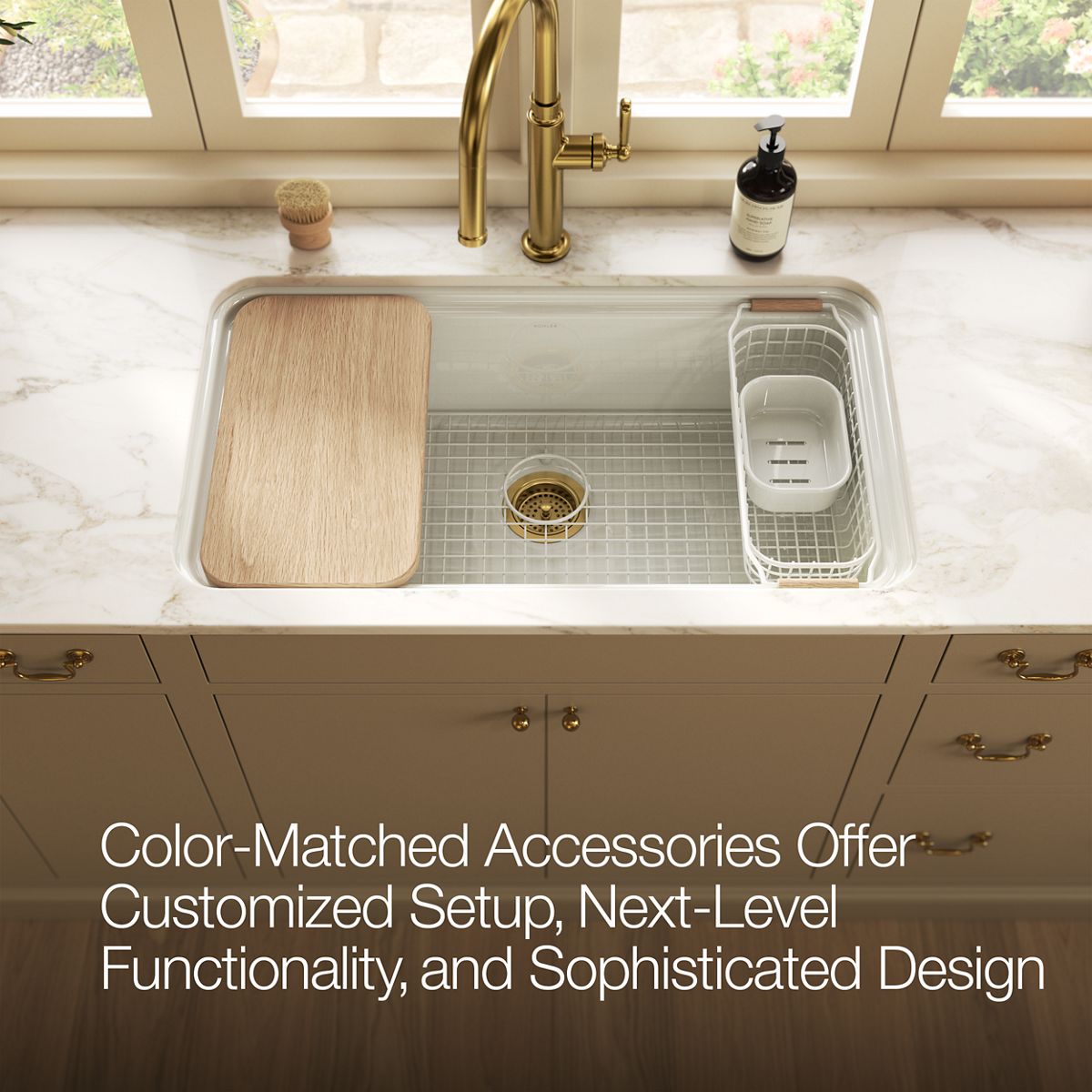KOHLER K-37649 Sink Rack for Audrine Kitchen Sink, Dune - close-up view of product detail