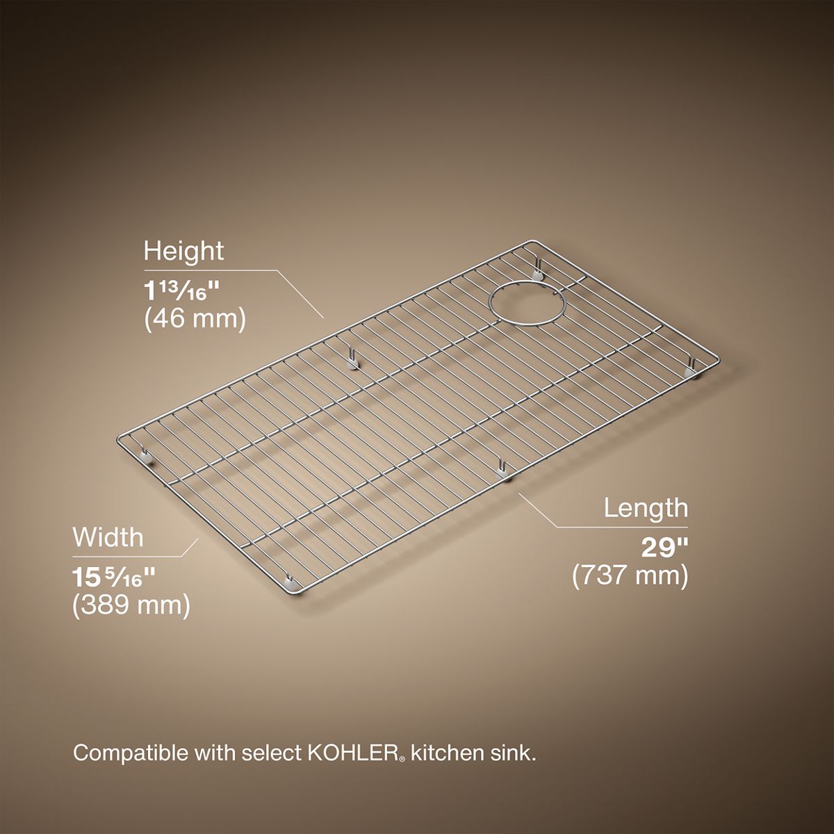 3/4 view of product with dimensions