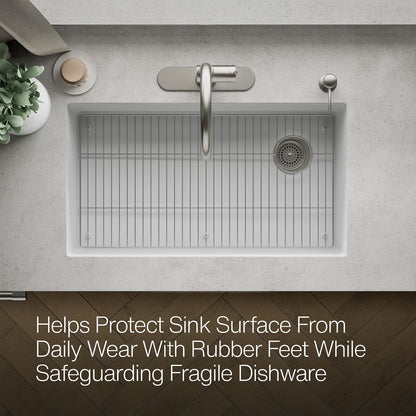 KOHLER K-37715 Billings Sink Rack, Stainless Steel - View of products in room from above