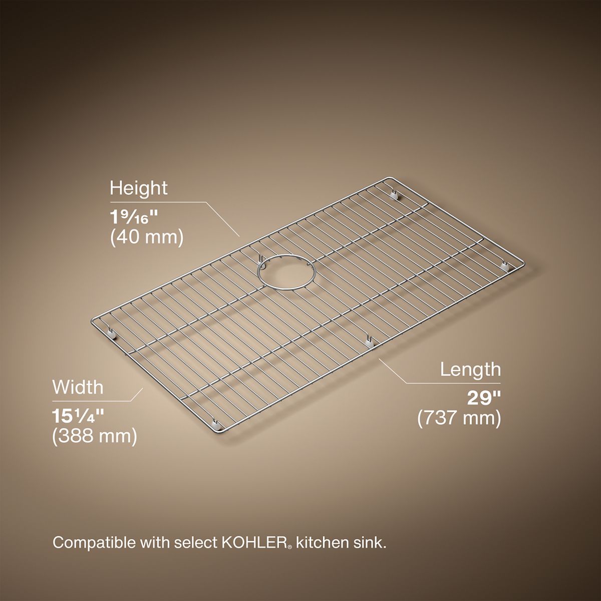 3/4 view of product with dimensions