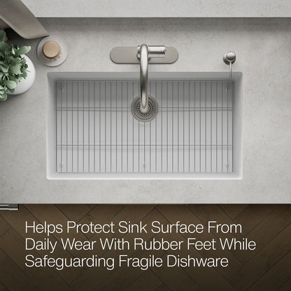 KOHLER K-37716 Billings Sink Rack, Stainless Steel - View of products in room from above